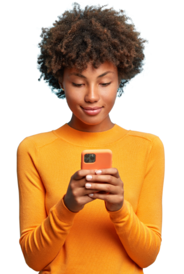 5thPort accelerate trials with digital engagement and eConsent all in one place 5thPort accelerate trials with digital engagement and eConsent all in one place - Woman engaged on mobile phone