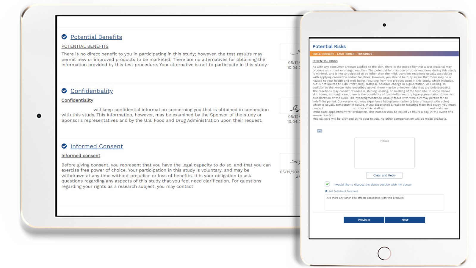 Informed Clinical Trial eConsent – 5thPort participant eConsent software screen Standard patient eConsent - Informed Consent General Information - 5thPort digital eConsent